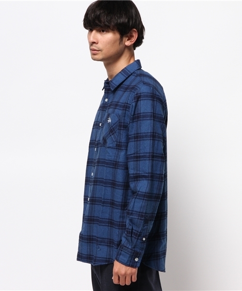 STUSSY(ステューシー)の「SS Standard Brushed Indigo Flannel Shirt(シャツ/ブラウス・メンズ・ネイビー/グレー/レッド・MEDIUM/SMALL/LARGE/X-LARGE)」の4枚目の写真