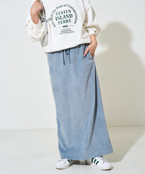 セール】限定展開 カット コーデュロイ スリット イージー スカート