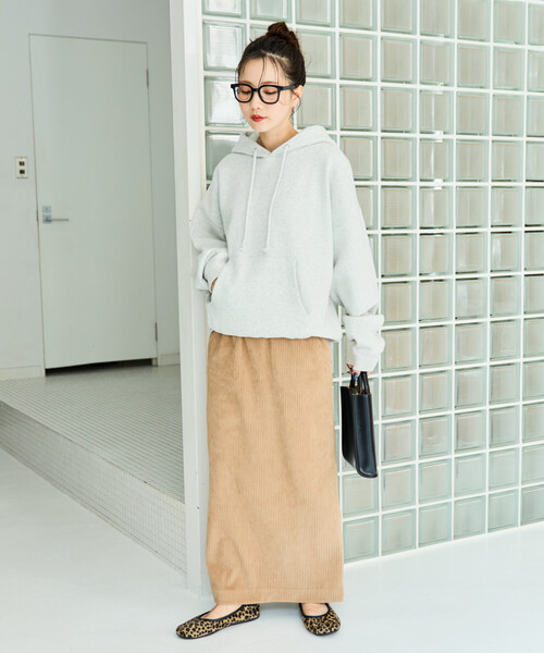 ✨美品✨45R✨コーデュロイ✨イージースカート✨KHAKI 限定展開 カット コーデュロイ スリット イージー スカート