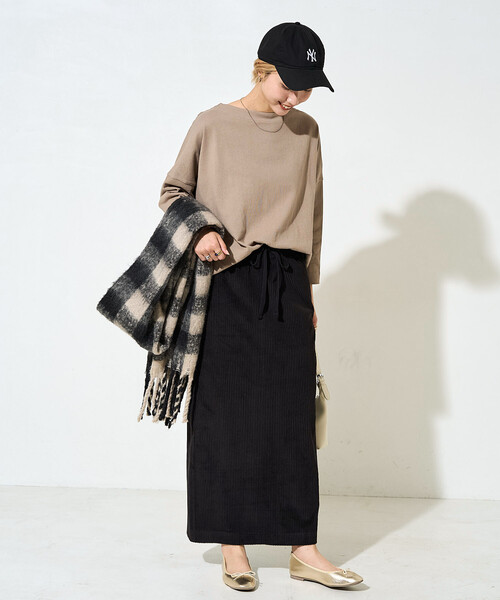 セール】限定展開 カット コーデュロイ スリット イージー スカート