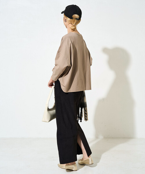 ✨美品✨45R✨コーデュロイ✨イージースカート✨KHAKI GLOBAL WORK スカート イージーケアコーデュロイスカート/575181