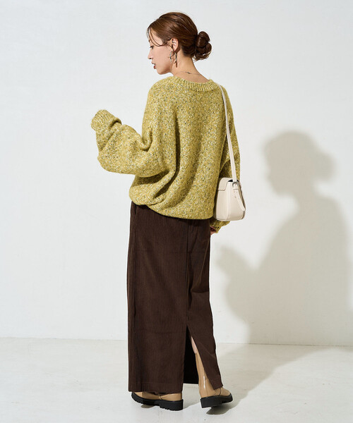 ✨美品✨45R✨コーデュロイ✨イージースカート✨KHAKI FREAK'S STORE/カット コーデュロイ スリット イージー スカート