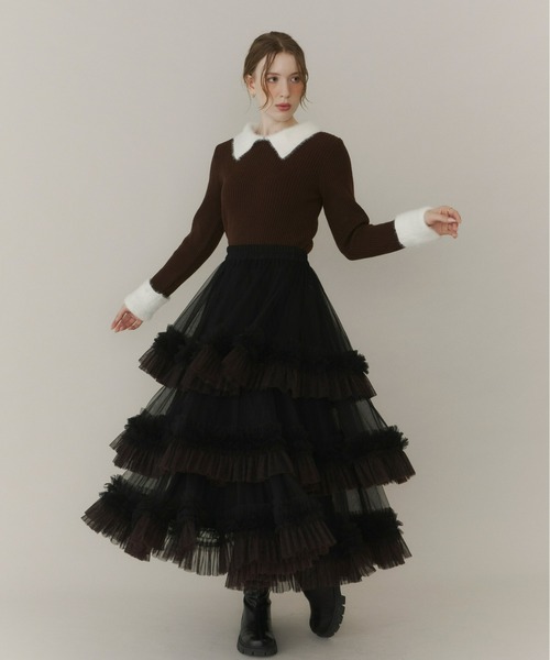 Olu.（オルドット）の「フェザーカラーゴールドボタンニット（ニット/セーター・レディース・ブラウン/ブラック/チャコールグレー・FREE）」の14枚目の写真