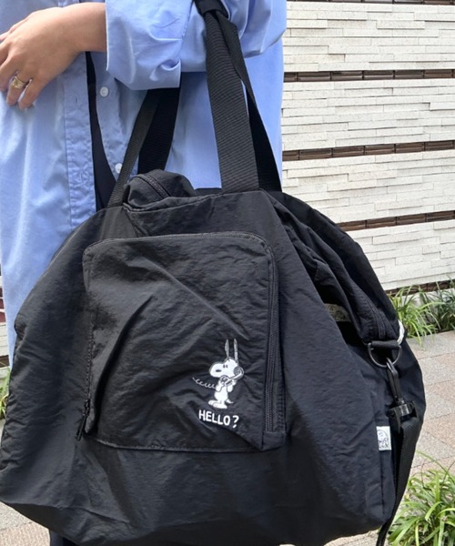 PEANUTS(ピーナッツ)の「PEANUTS/ピーナッツ VINTAGE TRAVEL スヌーピー パッカブルボストンバッグ(ボストンバッグ・レディース・ライトグレー/ブラック・ONE SIZE)」の8枚目の写真