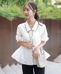 スカラップ」に該当するシャツ/ブラウス（ホワイト/白色系