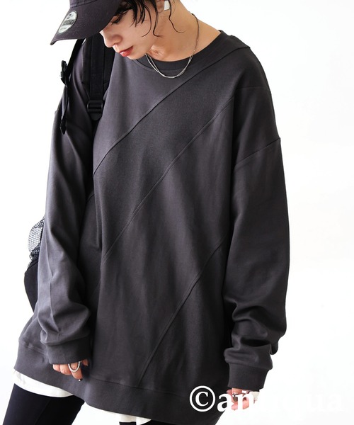 antiqua(アンティカ)の「リブ切替トップス(Tシャツ/カットソー・レディース・ホワイト/ブラック/カーキ/ダークグレー/ブルー系その他・P/R)」の3枚目の写真