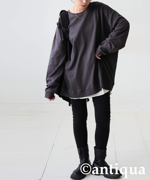antiqua(アンティカ)の「リブ切替トップス(Tシャツ/カットソー・レディース・ホワイト/ブラック/カーキ/ダークグレー/ブルー系その他・P/R)」の17枚目の写真
