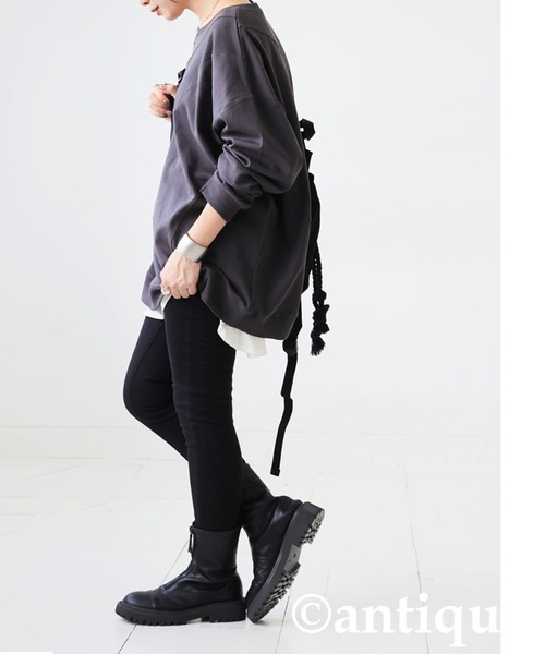 antiqua(アンティカ)の「リブ切替トップス(Tシャツ/カットソー・レディース・ホワイト/ブラック/カーキ/ダークグレー/ブルー系その他・P/R)」の18枚目の写真