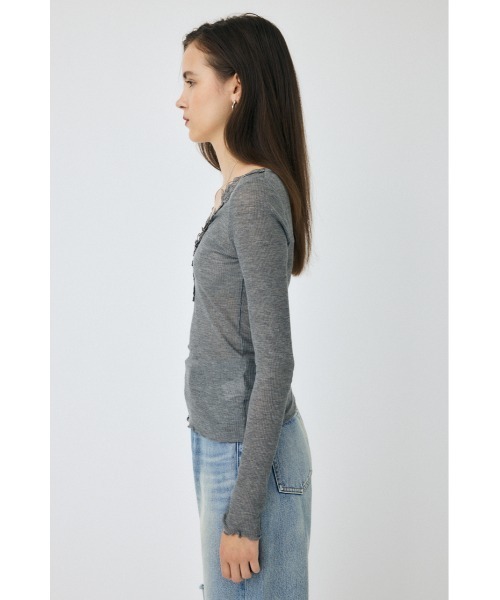 MOUSSY（マウジー）の「レーストリムロングスリーブTEE（Tシャツ/カットソー・レディース・チャコールグレー/ライトブルー/アイボリー・FREE）」の10枚目の写真