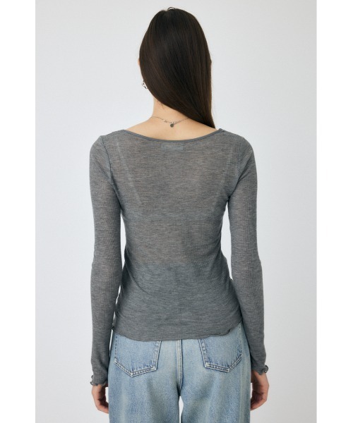MOUSSY（マウジー）の「レーストリムロングスリーブTEE（Tシャツ/カットソー・レディース・チャコールグレー/ライトブルー/アイボリー・FREE）」の11枚目の写真