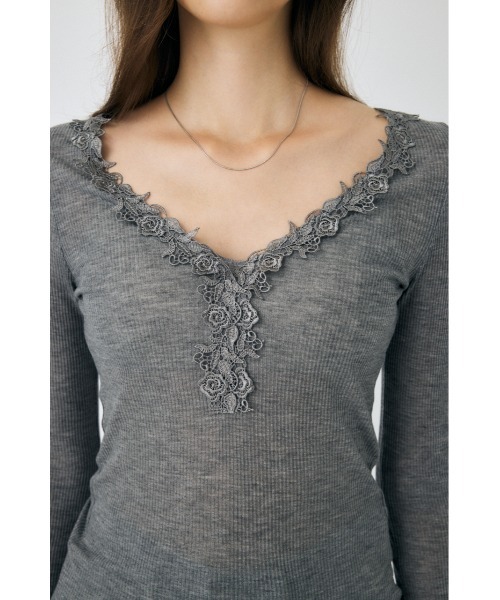 レーストリムロングスリーブTEE（Tシャツ/カットソー）｜MOUSSY