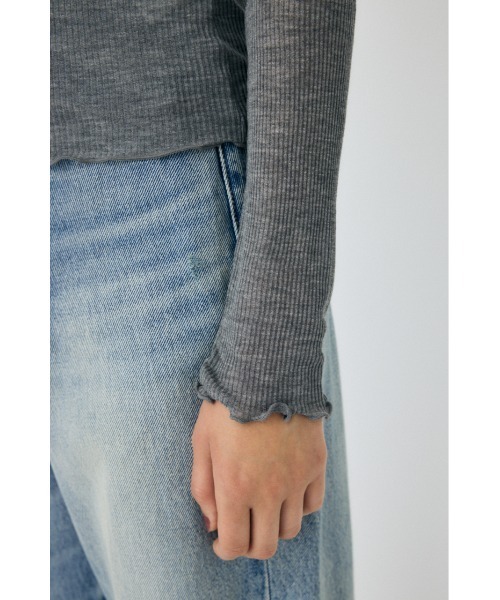MOUSSY（マウジー）の「レーストリムロングスリーブTEE（Tシャツ/カットソー・レディース・チャコールグレー/ライトブルー/アイボリー・FREE）」の14枚目の写真