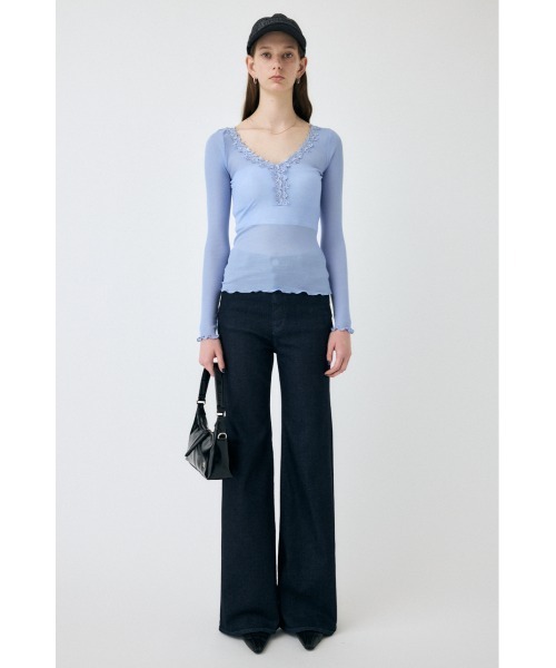 MOUSSY（マウジー）の「レーストリムロングスリーブTEE（Tシャツ/カットソー・レディース・チャコールグレー/ライトブルー/アイボリー・FREE）」の20枚目の写真
