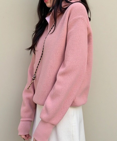 cammie(キャミー)の「フロントジップニット(ニット/セーター・レディース・ピンク/ブラック/アイボリー/グレー・F)」の16枚目の写真