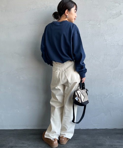 GYMPHLEX（ジムフレックス）の「【WEB限定】[GYMPHLEX/ジムフレックス] ロゴ刺繍 クルーネックロンT（Tシャツ/カットソー・レディース・キナリ/ネイビー/オフホワイト・14）」の10枚目の写真