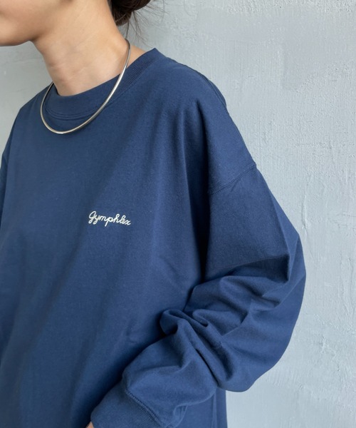 GYMPHLEX（ジムフレックス）の「【WEB限定】[GYMPHLEX/ジムフレックス] ロゴ刺繍 クルーネックロンT（Tシャツ/カットソー・レディース・キナリ/ネイビー/オフホワイト・14）」の14枚目の写真