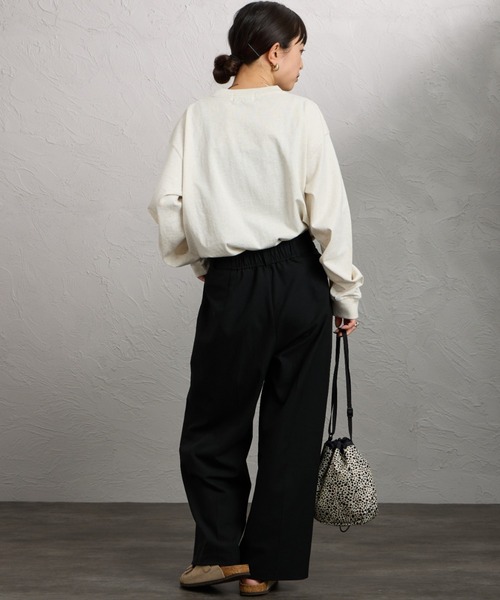 GYMPHLEX（ジムフレックス）の「[GYMPHLEX/ジムフレックス] ロゴ刺繍 クルーネックロンT（Tシャツ/カットソー・レディース・キナリ/ネイビー/オフホワイト・14）」の22枚目の写真