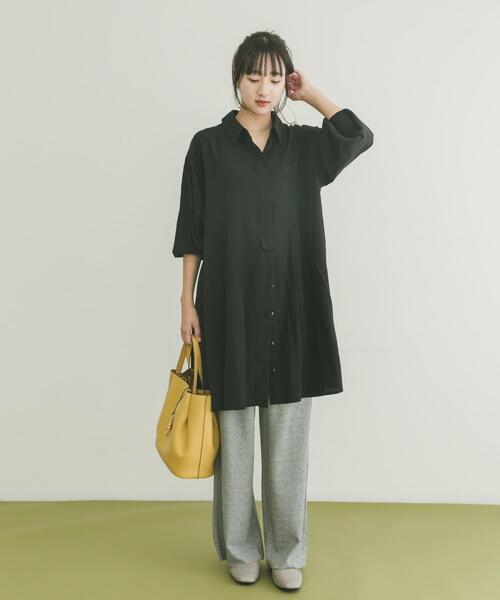 ITEMS URBANRESEARCH(アイテムズ アーバンリサーチ)の「チュニックシャツ(チュニック・レディース・ブラック/ベージュ・FREE)」の15枚目の写真