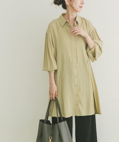 ITEMS URBANRESEARCH(アイテムズ アーバンリサーチ)の「チュニックシャツ(チュニック・レディース・ブラック/ベージュ・FREE)」の4枚目の写真
