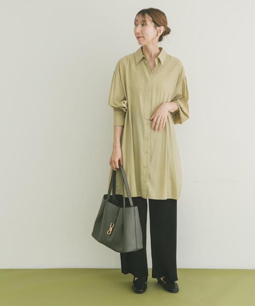 ITEMS URBANRESEARCH(アイテムズ アーバンリサーチ)の「チュニックシャツ(チュニック・レディース・ブラック/ベージュ・FREE)」の6枚目の写真