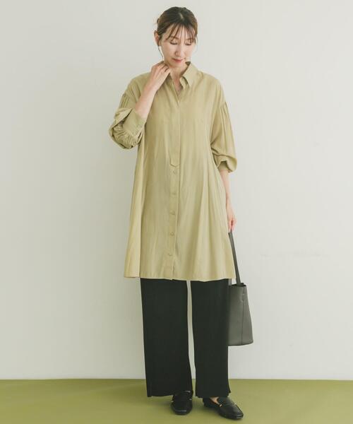 ITEMS URBANRESEARCH(アイテムズ アーバンリサーチ)の「チュニックシャツ(チュニック・レディース・ブラック/ベージュ・FREE)」の7枚目の写真