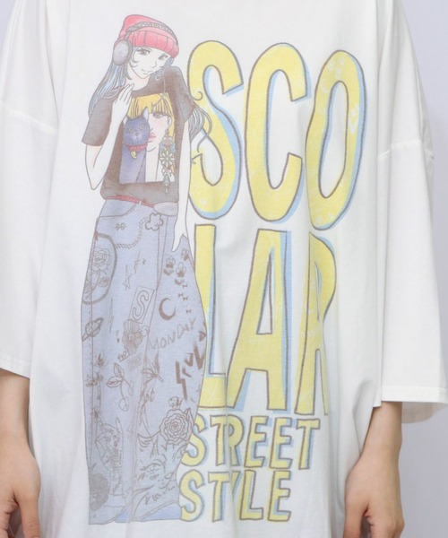 ScoLar（スカラー）の「ScoLar(スカラー) スカラースタイリング 女の子柄プルオーバー BIG Tシャツ（Tシャツ/カットソー・レディース・ブラウン/オフホワイト・MEDIUM）」の17枚目の写真