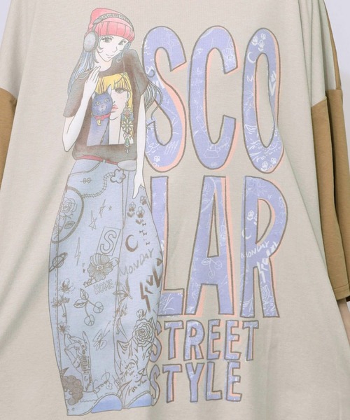 ScoLar（スカラー）の「ScoLar(スカラー) スカラースタイリング 女の子柄プルオーバー BIG Tシャツ（Tシャツ/カットソー・レディース・ブラウン/オフホワイト・MEDIUM）」の10枚目の写真