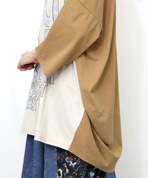 ScoLar（スカラー）の「ScoLar(スカラー) スカラースタイリング 女の子柄プルオーバー BIG Tシャツ（Tシャツ/カットソー・レディース・ブラウン/オフホワイト・MEDIUM）」の12枚目の写真