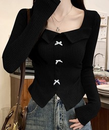 フォクシー　半袖ニット　スクエアネック　40サイズ　ブラック 美品☆FOXEY/フォクシートップス ニット カットソー 半袖