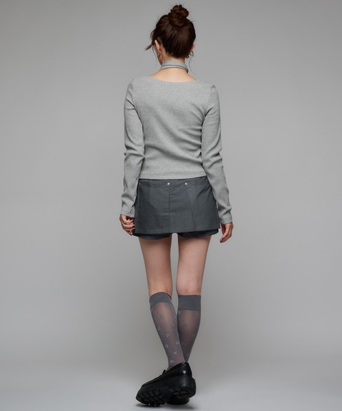 Narcissus（ナルシス）の「【チョーカー付き】アシンメトリーリブニット（ニット/セーター・レディース・グレー/ブラック・FREE）」の6枚目の写真