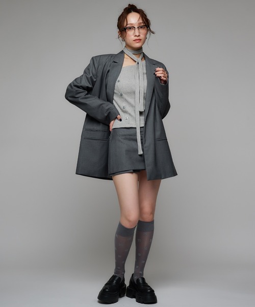 Narcissus（ナルシス）の「【チョーカー付き】アシンメトリーリブニット（ニット/セーター・レディース・グレー/ブラック・FREE）」の8枚目の写真