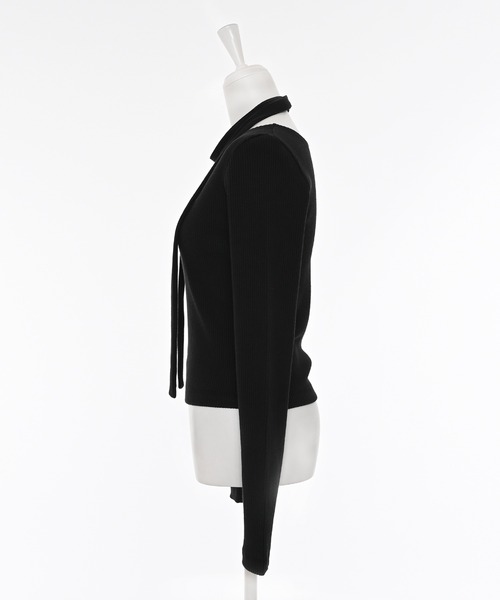 Narcissus（ナルシス）の「【チョーカー付き】アシンメトリーリブニット（ニット/セーター・レディース・グレー/ブラック・FREE）」の11枚目の写真