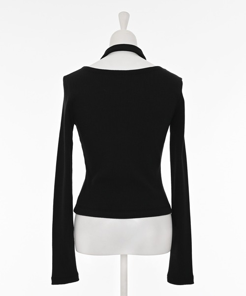 Narcissus（ナルシス）の「【チョーカー付き】アシンメトリーリブニット（ニット/セーター・レディース・グレー/ブラック・FREE）」の12枚目の写真