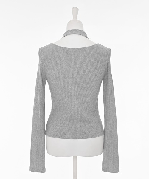 Narcissus（ナルシス）の「【チョーカー付き】アシンメトリーリブニット（ニット/セーター・レディース・グレー/ブラック・FREE）」の15枚目の写真