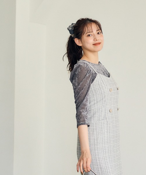 12Twelve Agenda（トゥエルブ　アジェンダ）の「ツイードナローキャミワンピース（ワンピース・レディース・ブラック/グレー・M）」の4枚目の写真