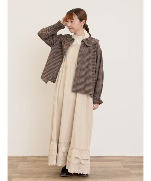 Samansa Mos2（サマンサ モスモス）の「ビッグ襟羽織ブラウス（シャツ/ブラウス・レディース・キナリ/ブラウン/ブラック・F）」の16枚目の写真