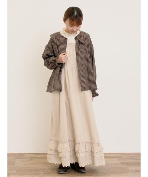 Samansa Mos2（サマンサ モスモス）の「ビッグ襟羽織ブラウス（シャツ/ブラウス・レディース・キナリ/ブラウン/ブラック・F）」の17枚目の写真