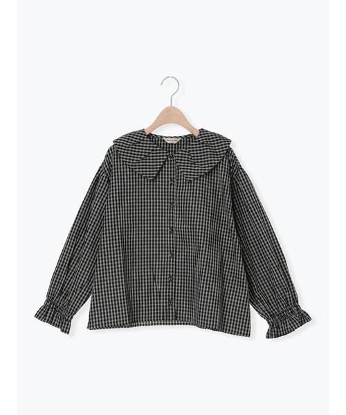 Samansa Mos2（サマンサ モスモス）の「ビッグ襟羽織ブラウス（シャツ/ブラウス・レディース・キナリ/ブラウン/ブラック・F）」の5枚目の写真