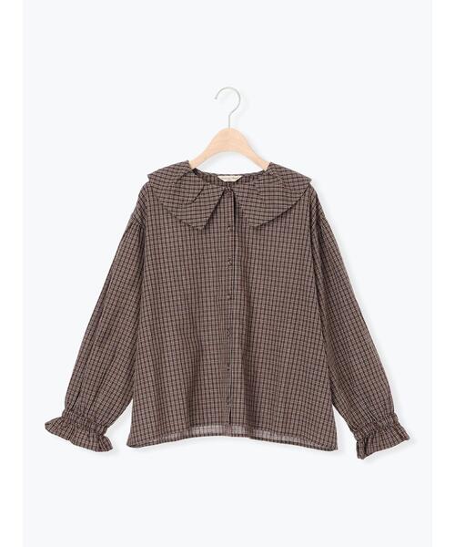 Samansa Mos2（サマンサ モスモス）の「ビッグ襟羽織ブラウス（シャツ/ブラウス・レディース・キナリ/ブラウン/ブラック・F）」の7枚目の写真
