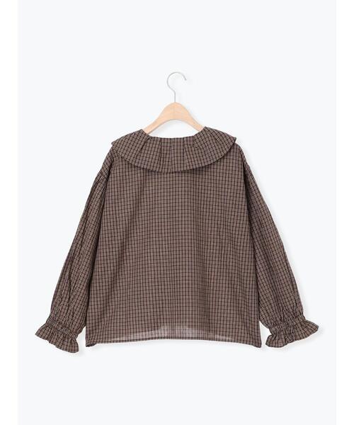 Samansa Mos2（サマンサ モスモス）の「ビッグ襟羽織ブラウス（シャツ/ブラウス・レディース・キナリ/ブラウン/ブラック・F）」の8枚目の写真