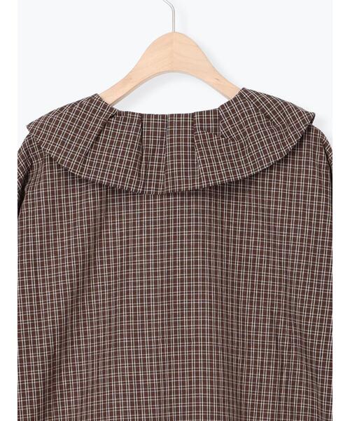 Samansa Mos2（サマンサ モスモス）の「ビッグ襟羽織ブラウス（シャツ/ブラウス・レディース・キナリ/ブラウン/ブラック・F）」の12枚目の写真