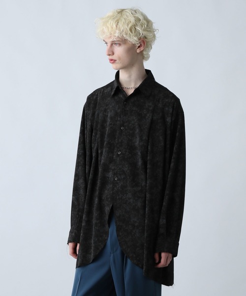 HARE ブラック・グレー 長袖シャツ ハレ ブラック ◇ HARE ハレ 切替 長袖 シャツ サイズL ブラック
