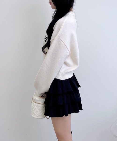 INGNI(イング)の「パールビジューロゴニット/A(ニット/セーター・レディース・グレー×ホワイト/ホワイト×ブラック/ブラウン系6/ワイン系2・M)」の7枚目の写真