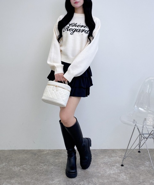 INGNI(イング)の「パールビジューロゴニット/A(ニット/セーター・レディース・グレー×ホワイト/ホワイト×ブラック/ブラウン系6/ワイン系2・M)」の10枚目の写真