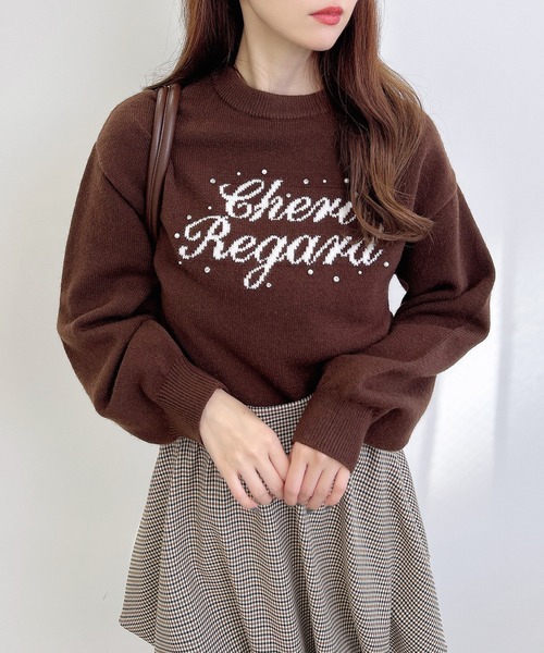 INGNI(イング)の「パールビジューロゴニット/A(ニット/セーター・レディース・グレー×ホワイト/ホワイト×ブラック/ブラウン系6/ワイン系2・M)」の17枚目の写真