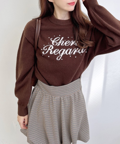 INGNI(イング)の「パールビジューロゴニット/A(ニット/セーター・レディース・グレー×ホワイト/ホワイト×ブラック/ブラウン系6/ワイン系2・M)」の18枚目の写真