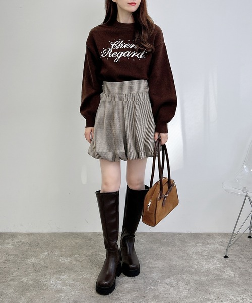 INGNI(イング)の「パールビジューロゴニット/A(ニット/セーター・レディース・グレー×ホワイト/ホワイト×ブラック/ブラウン系6/ワイン系2・M)」の21枚目の写真