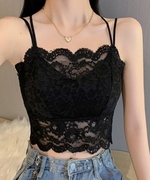 MAISON SELECT（メゾンセレクト）の「9D17 【美背中】クロスストラップ カップ付き ハーフ丈 総レースキャミ（ブラジャー）」