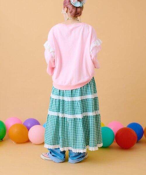 セール】【あみこ企画】フリフリギンガムチェックスカート（スカート