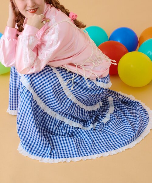 新品タグあり　いちごバスケット　スカート あみこ企画】フリフリギンガムチェックスカート（スカート）｜w closet
